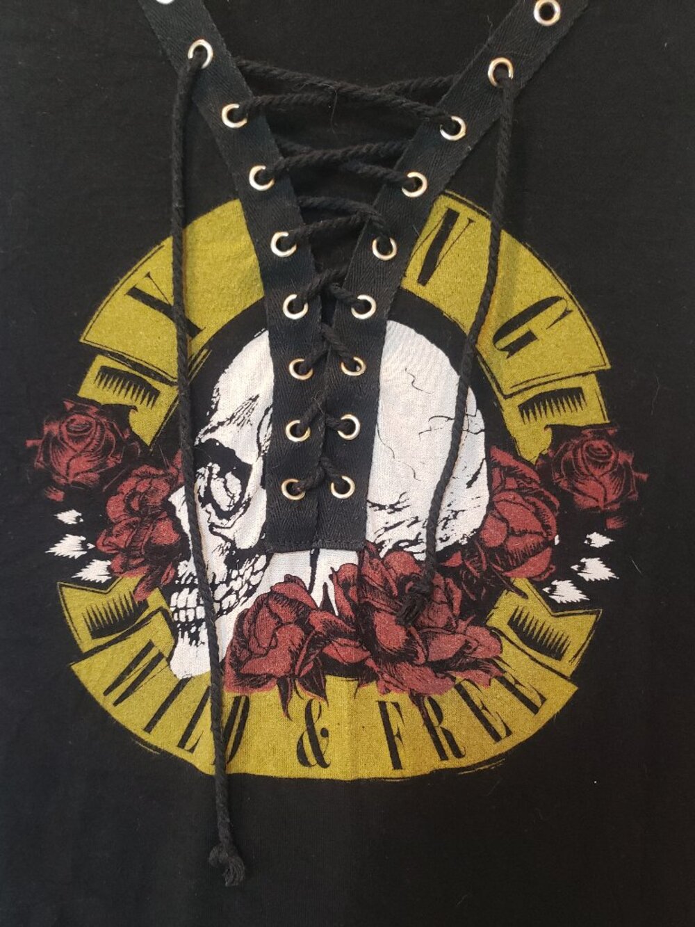 Gaze Graphic Wild and Free Tank Featuring a Skull with Grommet Lace Up Medium